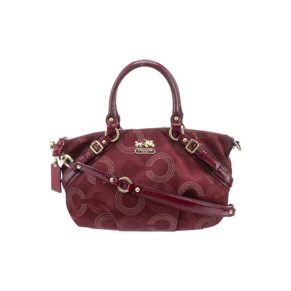 Coach Crimson Red Art Signature C Jacquard Dotted Sophia Satchel‎ Shoulder Bag - Picture 4 of 11